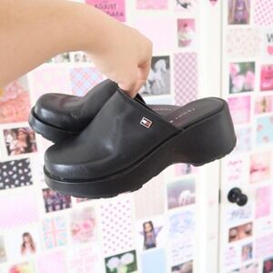 tommy hilfiger leather platform mules size 6.5